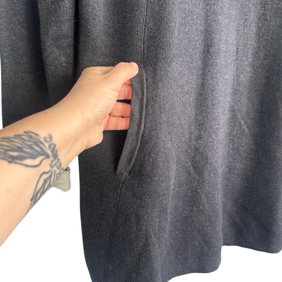 Cynthia Rowley Funnel Neck Tunic Top w/ Pockets Medium Gray White Cozy - Picture 2 of 6